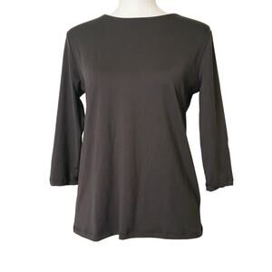 Kosher Casual Dressy Layering Top Modern Modest Black 3/4 Sleeve Shirt NWT Large